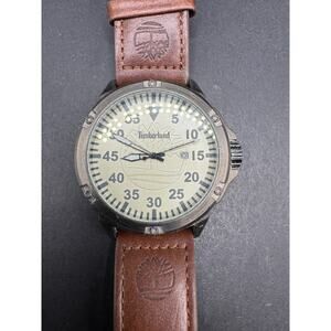 Timberland Men's Analog Watch Date Just W/ Brown Leather Band GB9002802 Working